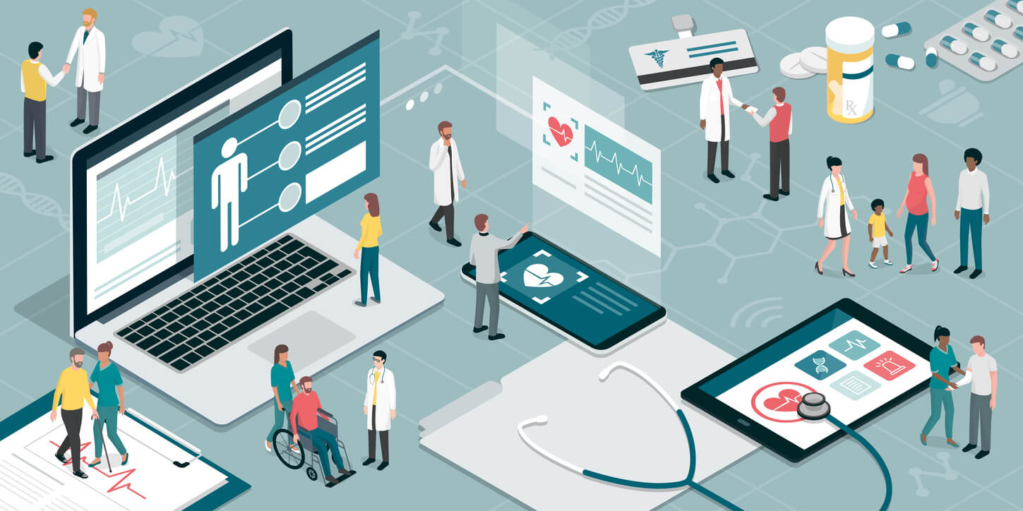 infographic of hospital using integrated data for diagnosing