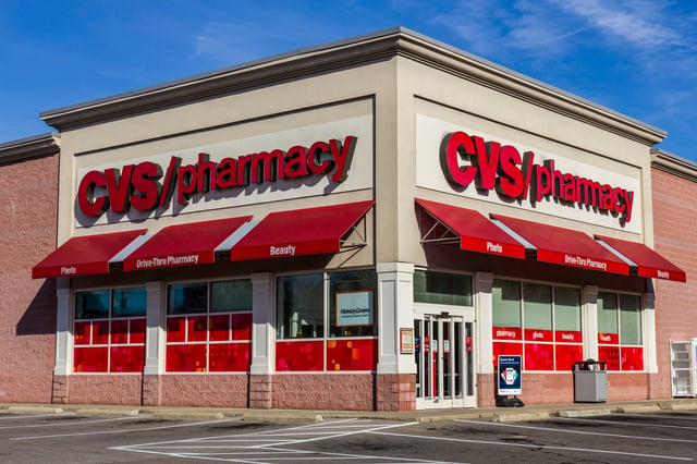 CVS pharmacy store on the corner of the street