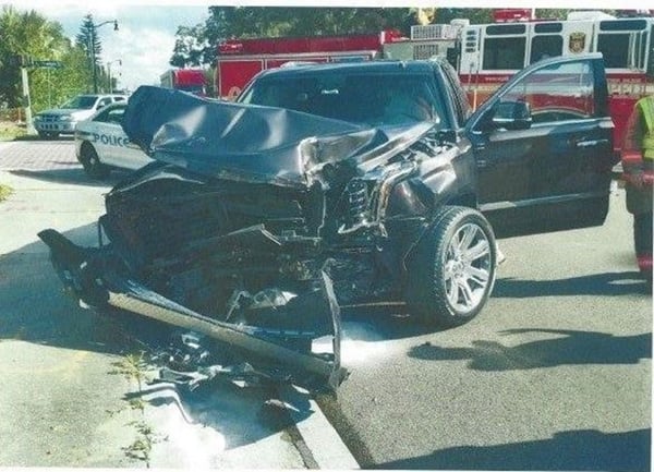 SUV T-bone accident scene