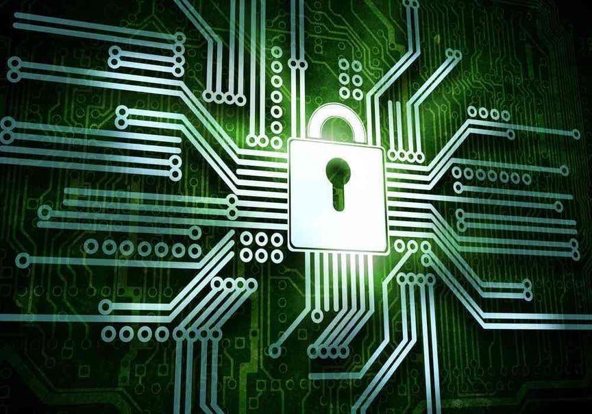 Conceptual image of micro circuit. Security concept