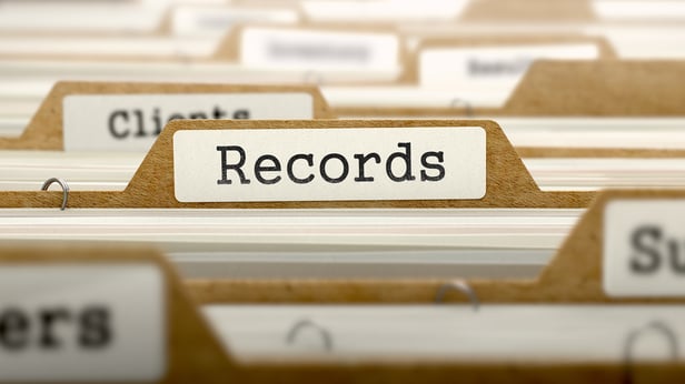 Records Concept. Word on Folder Register of Card Index. Selective Focus.-1