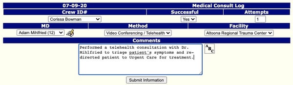 ePCR Example for Telehealth